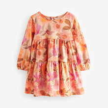 Load image into Gallery viewer, Pink Floral Long Sleeve Jersey Dress (3mths-6yrs)