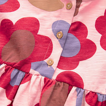 Load image into Gallery viewer, Pink/Tan Brown 100% Cotton Button Front Jersey Dress (3mths-6yrs)