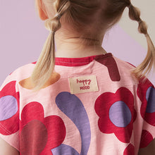 Load image into Gallery viewer, Pink/Tan Brown 100% Cotton Button Front Jersey Dress (3mths-6yrs)