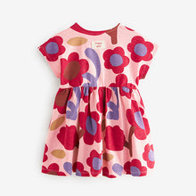 Load image into Gallery viewer, Pink/Tan Brown 100% Cotton Button Front Jersey Dress (3mths-6yrs)