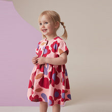 Load image into Gallery viewer, Pink/Tan Brown 100% Cotton Button Front Jersey Dress (3mths-6yrs)