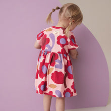 Load image into Gallery viewer, Pink/Tan Brown 100% Cotton Button Front Jersey Dress (3mths-6yrs)