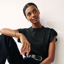 Load image into Gallery viewer, Black Short Sleeve Textured T-Shirt