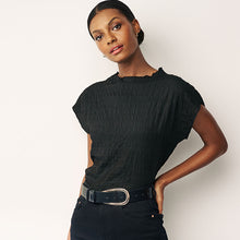 Load image into Gallery viewer, Black Short Sleeve Textured T-Shirt