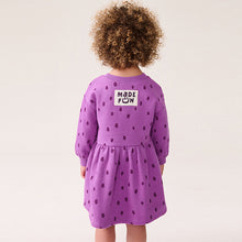 Load image into Gallery viewer, Purple Character Long Sleeve Jumper Dress (6mths-6yrs)