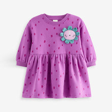 Load image into Gallery viewer, Purple Character Long Sleeve Jumper Dress (6mths-6yrs)