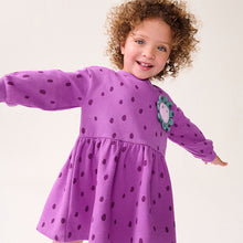 Load image into Gallery viewer, Purple Character Long Sleeve Jumper Dress (6mths-6yrs)