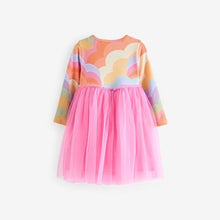 Load image into Gallery viewer, Pink Rainbow Long Sleeve Mesh Dress (3mths-6yrs)