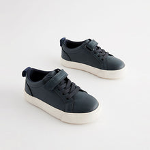 Load image into Gallery viewer, Navy Standard Fit (F) Touch Fastening Elastic Lace Trainers