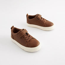 Load image into Gallery viewer, Tan Brown Standard Fit (F) Touch Fastening Elastic Lace Trainers
