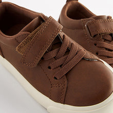 Load image into Gallery viewer, Tan Brown Standard Fit (F) Touch Fastening Elastic Lace Trainers