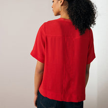 Load image into Gallery viewer, Red Short Sleeve Crew Neck Top