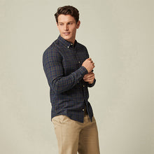 Load image into Gallery viewer, Navy Blue Check Long Sleeve Shirt