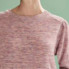 Load image into Gallery viewer, Pink Spacedye Cosy Lightweight Soft Touch Sleeve Detail Crew Neck Jumper