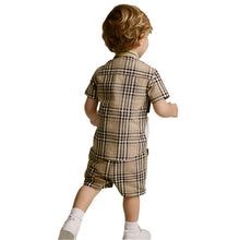 Load image into Gallery viewer, Tan/Ecru colour block Short Sleeves Colourblock Shirt and Shorts Set