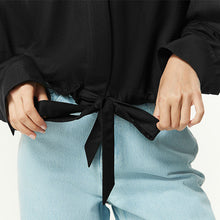 Load image into Gallery viewer, Black Relaxed Fit Drawstring Hem Shirt