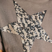 Load image into Gallery viewer, Grey 100% Cotton Sparkle Sequin Star T-Shirt