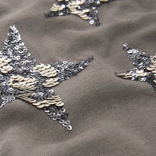 Load image into Gallery viewer, Grey 100% Cotton Sparkle Sequin Star T-Shirt