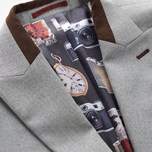Load image into Gallery viewer, Grey Slim Fit Herringbone Suit Jacket