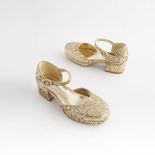 Load image into Gallery viewer, Gold Glitter Platform Heel Occasion Shoes