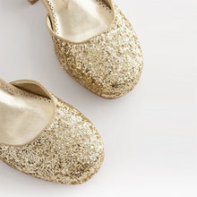 Load image into Gallery viewer, Gold Glitter Platform Heel Occasion Shoes