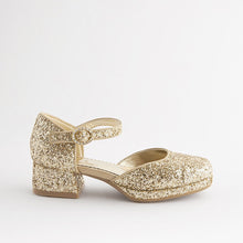 Load image into Gallery viewer, Gold Glitter Platform Heel Occasion Shoes