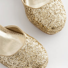 Load image into Gallery viewer, Gold Glitter Platform Heel Occasion Shoes