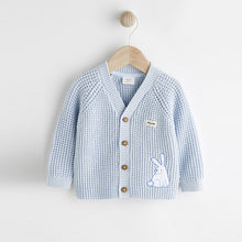 Load image into Gallery viewer, Pale Blue Bunny Baby Knitted Cardigan (0mths-12-18mt)