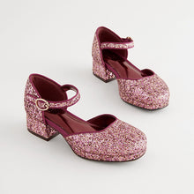 Load image into Gallery viewer, Purple Glitter Platform Heel Occasion Shoes
