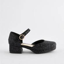 Load image into Gallery viewer, Black Glitter Platform Heel Occasion Shoes