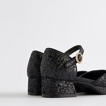 Load image into Gallery viewer, Black Glitter Platform Heel Occasion Shoes