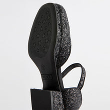 Load image into Gallery viewer, Black Glitter Platform Heel Occasion Shoes