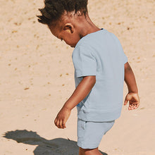 Load image into Gallery viewer, Light Blue Plain Sweat T-Shirt And Shorts Set (3mths-6yrs)