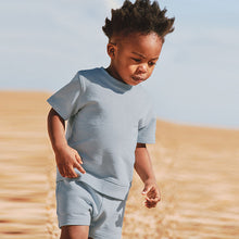 Load image into Gallery viewer, Light Blue Plain Sweat T-Shirt And Shorts Set (3mths-6yrs)