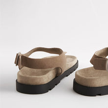 Load image into Gallery viewer, Neutral Leather Toe Thong Footbed Sandals
