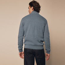 Load image into Gallery viewer, Light Blue Plain Regular Fit 100% Cotton Premium Quarter Zip Jumper