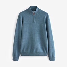 Load image into Gallery viewer, Light Blue Plain Regular Fit 100% Cotton Premium Quarter Zip Jumper