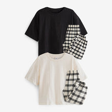 Load image into Gallery viewer, Black/White Cotton Woven Check Pyjamas 2 Pack (3-12yrs)
