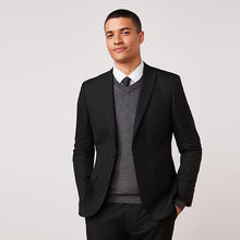 Load image into Gallery viewer, Black Slim Fit Two Button Suit Jacket