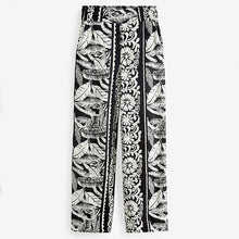 Load image into Gallery viewer, Black Border Print Wide Leg Trousers With Linen