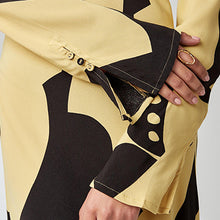 Load image into Gallery viewer, Citrine Yellow Abstract Long Sleeve Midi Column Dress