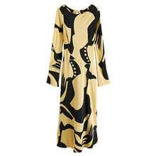 Load image into Gallery viewer, Citrine Yellow Abstract Long Sleeve Midi Column Dress