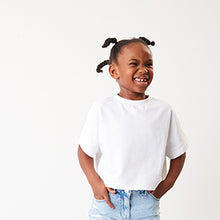Load image into Gallery viewer, White Boxy Short Sleeve Basic T-Shirt (3-12yrs)