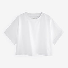 Load image into Gallery viewer, White Boxy Short Sleeve Basic T-Shirt (3-12yrs)