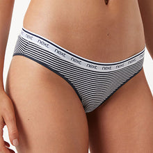 Load image into Gallery viewer, Pink/ Blue Stripe Bikini Fit  Cotton Rich Logo Knickers 4 Pack