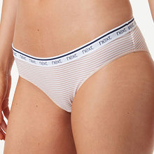 Load image into Gallery viewer, Pink/ Blue Stripe Bikini Fit  Cotton Rich Logo Knickers 4 Pack
