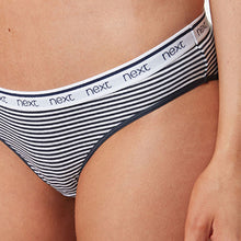 Load image into Gallery viewer, Pink/ Blue Stripe Bikini Fit  Cotton Rich Logo Knickers 4 Pack
