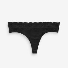 Load image into Gallery viewer, Black/Pink Heart Print Thong Cotton and Lace Knickers 4 Pack