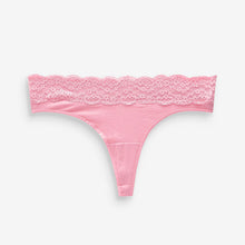 Load image into Gallery viewer, Black/Pink Heart Print Thong Cotton and Lace Knickers 4 Pack