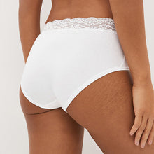 Load image into Gallery viewer, White/Pink/Green Midi Cotton and Lace Knickers 4 Pack
